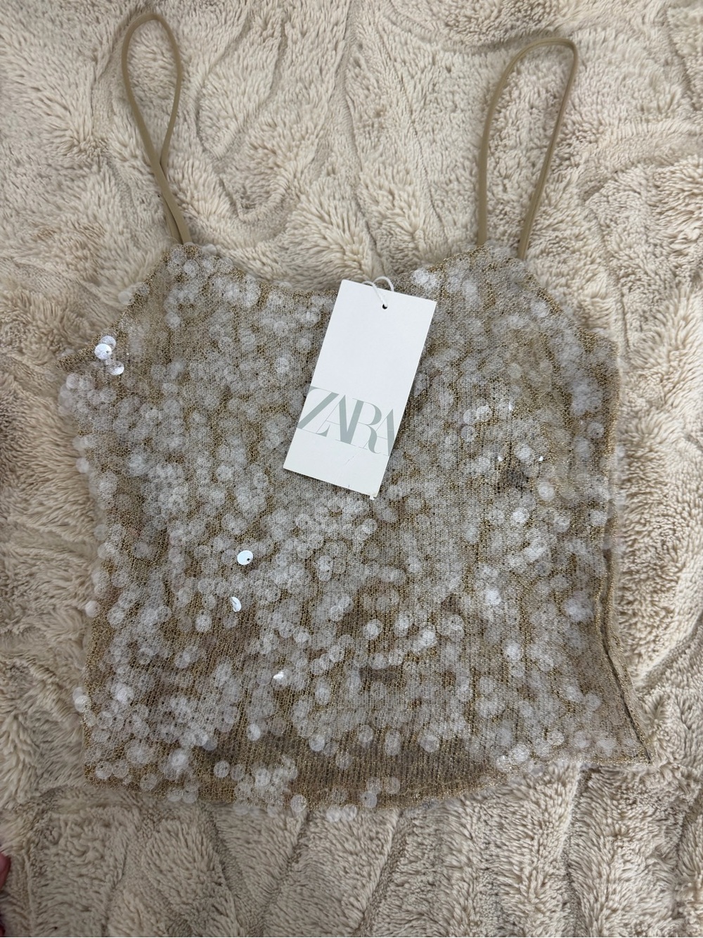 ZARA Beige Sequin Cami Top